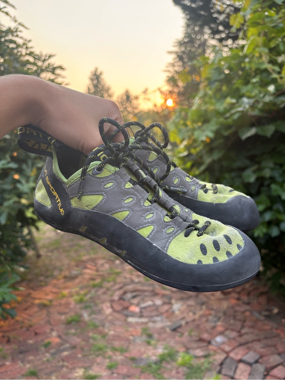 La Sportiva Men’s Lime Green and Gray Climbing Shoes